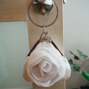 White flower clutch/wristlet for bride/wedding